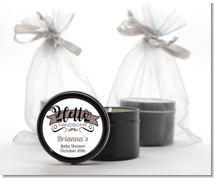 Hello Handsome - Baby Shower Black Candle Tin Favors