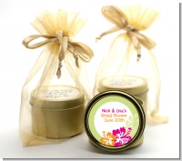 Hibiscus - Bridal Shower Gold Tin Candle Favors