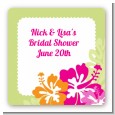 Hibiscus - Square Personalized Bridal Shower Sticker Labels thumbnail