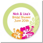 Hibiscus - Round Personalized Bridal Shower Sticker Labels