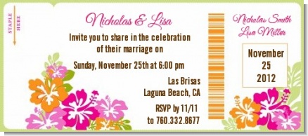 Hibiscus - Bridal Shower Destination Boarding Pass Invitations