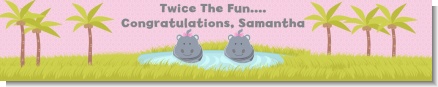 Twin Hippo Girls - Personalized Baby Shower Banners