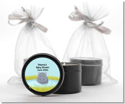 Hippopotamus Boy - Baby Shower Black Candle Tin Favors