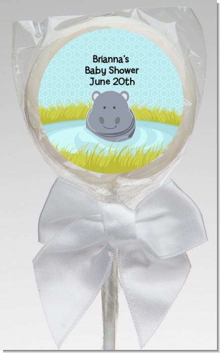 Hippopotamus Boy - Personalized Baby Shower Lollipop Favors