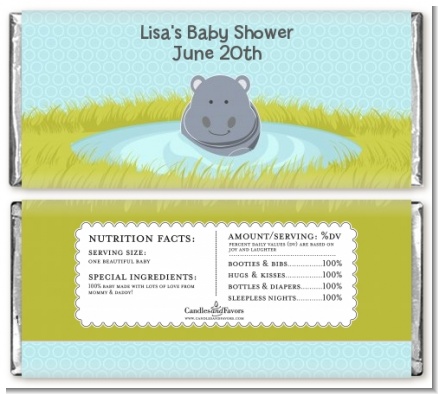 Hippopotamus Boy - Personalized Baby Shower Candy Bar Wrappers