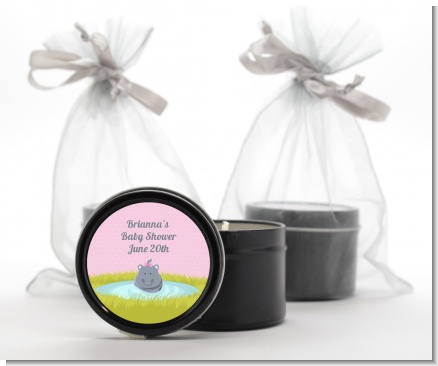 Hippopotamus Girl - Baby Shower Black Candle Tin Favors