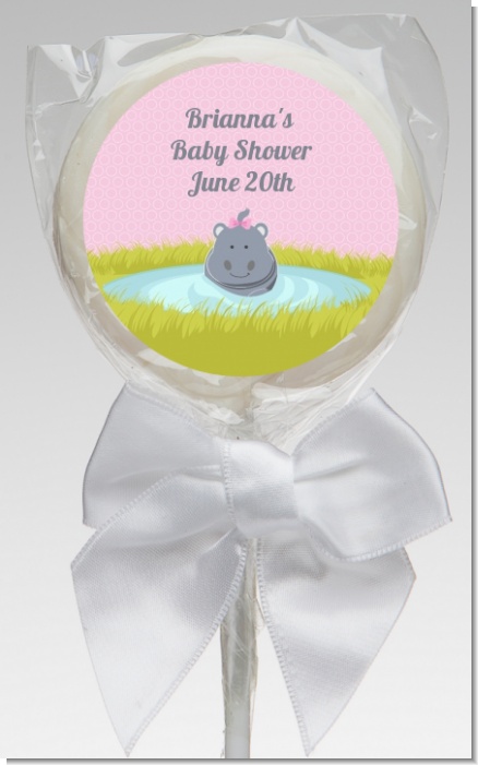 Hippopotamus Girl - Personalized Baby Shower Lollipop Favors