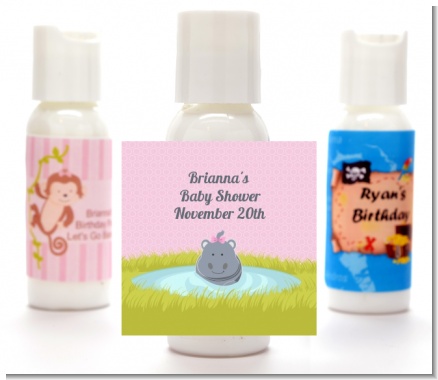 Hippopotamus Girl - Personalized Baby Shower Lotion Favors