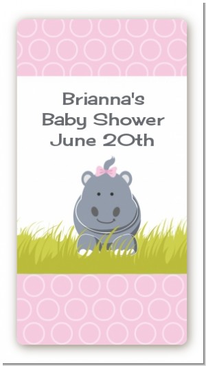 Hippopotamus Girl - Custom Rectangle Baby Shower Sticker/Labels