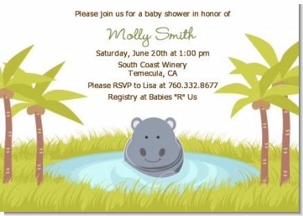 Hippopotamus Boy - Baby Shower Invitations