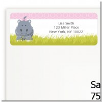 Hippopotamus Girl - Baby Shower Return Address Labels