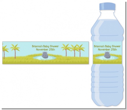 Hippopotamus Boy - Personalized Baby Shower Water Bottle Labels
