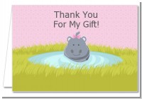 Hippopotamus Girl - Baby Shower Thank You Cards