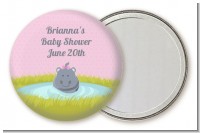 Hippopotamus Girl - Personalized Baby Shower Pocket Mirror Favors