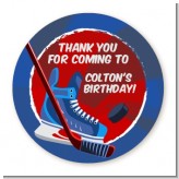 Hockey - Round Personalized Birthday Party Sticker Labels