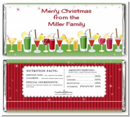 Holiday Cocktails - Personalized Christmas Candy Bar Wrappers