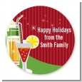 Holiday Cocktails - Round Personalized Christmas Sticker Labels thumbnail