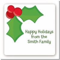Holly - Square Personalized Christmas Sticker Labels