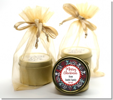 Holly Berries - Christmas Gold Tin Candle Favors