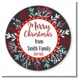 Holly Berries - Round Personalized Christmas Sticker Labels thumbnail