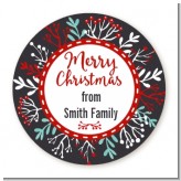 Holly Berries - Round Personalized Christmas Sticker Labels Holly Berries - Round Personalized Christmas Sticker Labels