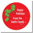 Holly - Round Personalized Christmas Sticker Labels thumbnail