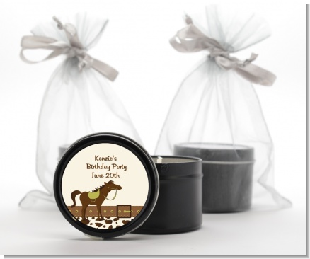 Horse - Birthday Party Black Candle Tin Favors