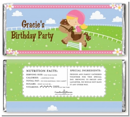 Horseback Riding - Personalized Birthday Party Candy Bar Wrappers