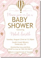 Hot Air Balloon Gold Glitter - Baby Shower Invitations