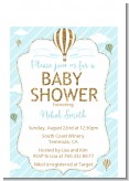 Hot Air Balloon Boy Gold Glitter - Baby Shower Petite Invitations