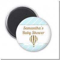 Hot Air Balloon Boy Gold Glitter - Personalized Baby Shower Magnet Favors