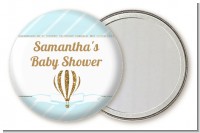 Hot Air Balloon Boy Gold Glitter - Personalized Baby Shower Pocket Mirror Favors