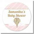 Hot Air Balloon Gold Glitter - Round Personalized Baby Shower Sticker Labels thumbnail