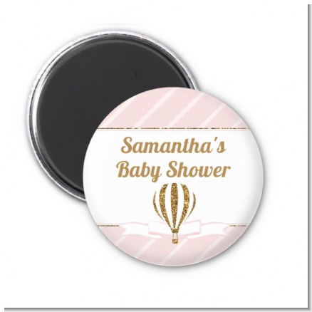 Hot Air Balloon Gold Glitter - Personalized Baby Shower Magnet Favors