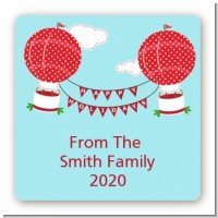 Hot Air Balloons - Square Personalized Christmas Sticker Labels