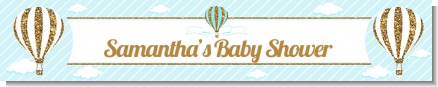 Hot Air Balloon Boy Gold Glitter - Personalized Baby Shower Banners