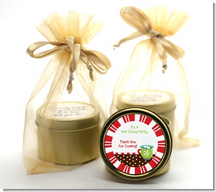 Hot Cocoa Party - Christmas Gold Tin Candle Favors