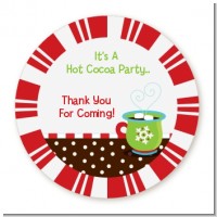 Hot Cocoa Party - Round Personalized Christmas Sticker Labels