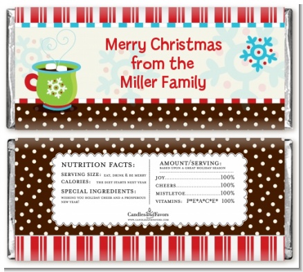 Hot Cocoa Party - Personalized Christmas Candy Bar Wrappers