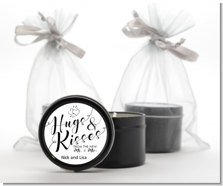 Hugs & Kisses From Mr & Mrs - Bridal Shower Black Candle Tin Favors