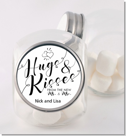 Hugs & Kisses From Mr & Mrs - Personalized Bridal Shower Candy Jar