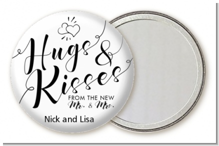 Hugs & Kisses From Mr & Mrs - Personalized Bridal Shower Pocket Mirror Favors