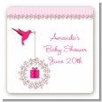 Hummingbird - Square Personalized Baby Shower Sticker Labels thumbnail