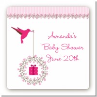 Hummingbird - Square Personalized Baby Shower Sticker Labels