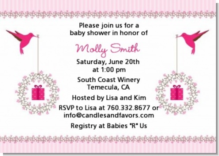 Hummingbird - Baby Shower Invitations