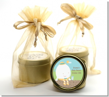 Humpty Dumpty - Baby Shower Gold Tin Candle Favors