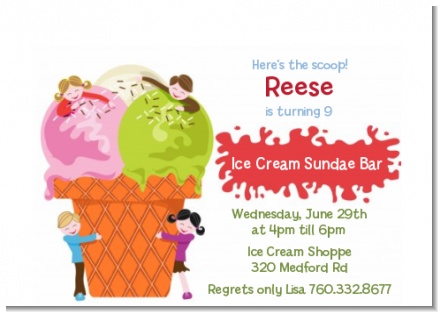 Ice Cream - Birthday Party Petite Invitations