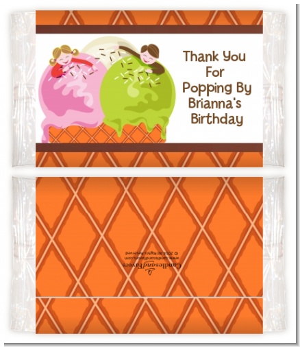 Ice Cream - Personalized Popcorn Wrapper Birthday Party Favors