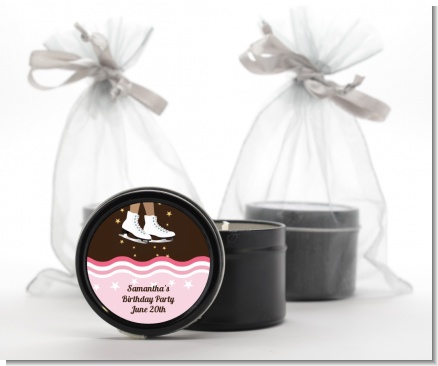 Ice Skating African American - Birthday Party Black Candle Tin Favors