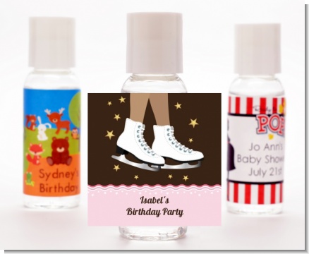 Ice Skating African American - Personalized Birthday Party Hand Sanitizers Favors
